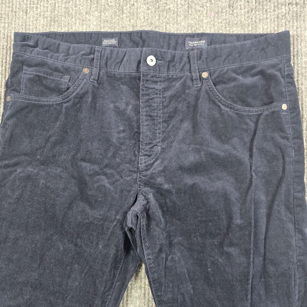 7 Diamonds Pants Mens 38x30 Blue Clifton Slim Straight Corduroy Stretch